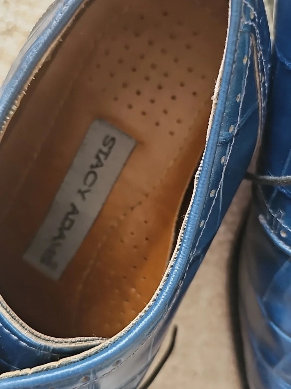 Stacy Adams Men's Blue Leather Dress Oxfords